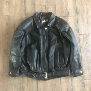 Vintage 80s biker MOTO jacket Winlit black leather